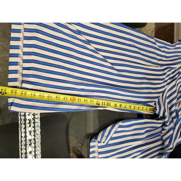 H&M Women's Blue/White Stiped 100% Rayon Mid Rise Wide Legs Dress Pant Size 10 - Picture 12 of 12